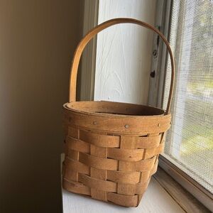 Longaberger Natural Woven Wood Basket with Handle - Tan